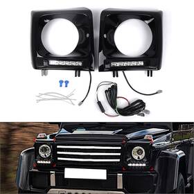 22shopde 330000168661 Glossy Black Daytime Running Lights Headlight Bezel For Benz G-class W463 90-18