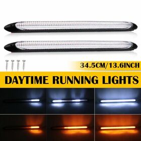 Rxdt-wy-34.5cm 2pcs 34.5cm Drl Led Headlight Daytime Running Sequential Turn Signal Lamps Soft
