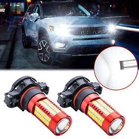 Df97w 2x 5202 H16 6000k White Led Bulbs Drl Fog Light Lamps For Jeep Cherokee Wrangler