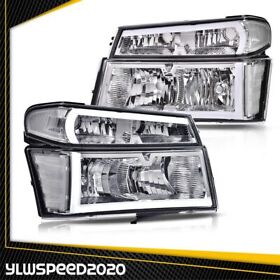 V-02hla4543bww 4x Chrome Led Tube Headlights Lamps Fit For 2004-2012 Chevy Colorado Gmc Canyon