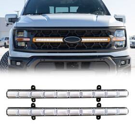 4x4fdtdrlw0001 4x4usa Front White Led Drl With Sequential Turn Signal Lights For 2024 Ford F150 Tremor