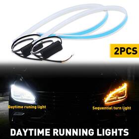 Yz04040 Autoaccessdepot 2x 60cm Drl Led Headlight Strip Light Daytime Running Sequential Turn Signal S