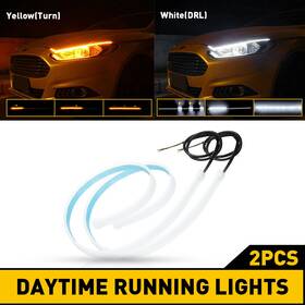 Yz04082 Autoaccessdepot 60cm Flexible Led Headlight Strip Slim Sequential Drl Turn Signal Amber Light S