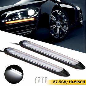 Auxito 655160794940 10.8 Inch Drl Led Headlight Strip Lights Lamp Sequential Turn Signal Amber White