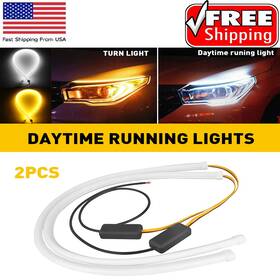 Auxito 677222080495 2 X 23.6ft Led Drl Light Amber White Turn Flexible Signal Strip For Headlight New
