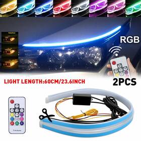 Skn-2837 Auxito 60cm Pair Rgb Drl Led Light Headlight Car Strip Turn Signal Remote Control