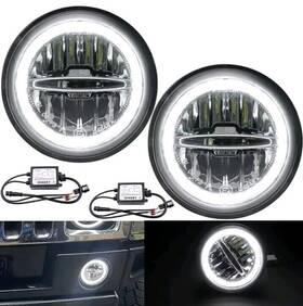 153401az Az For 2003-09 Hummer H2 Pair Led Front Bumper Fog Lights Halo Daytime Running Lamp