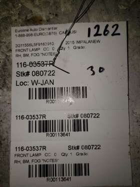 116-03537r Chevrolet Passenger Corner/park Light Daytime Running Lamps Fits 14-20 Impala