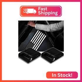 Dmstore Cdl-09 2pcs For Usa Black Flag 3d Magnetic Car Door Step Led Welcome Logo Shadow Ghost
