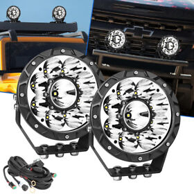 Lwl1616f-usa For Jeep Wrangler Jk 07-18 Bumper 7inch Round Led Driving Lights Reflector Wiring