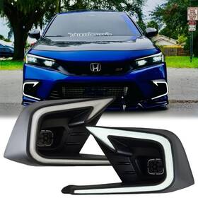 Gl006 Glow Guru 763932282363 1 Set Clear Drl For Honda Civic Led Daytime Running Light Fog 2022-2024