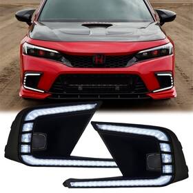 Gl005-1 Glow Guru 2x Drl For Honda Civic 2022-2024 Led Daytime Running Light Fog Turn Signal