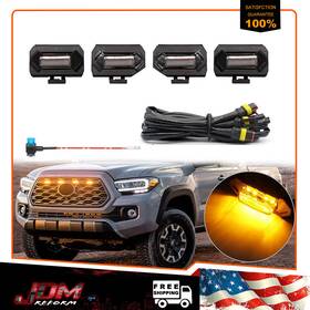 Jdm-018-t Gtinthebox Rb-008ba 2020-2022 Toyota Tacoma Pro Raptor Style Grille 4pcs Amber Led Lights Kit