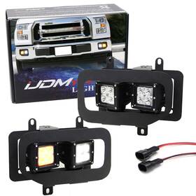 Ijdmtoy 2015-17 F150 White/amber Dual Cubic Led Pod Foglamps With Mounting Bracket For Ford