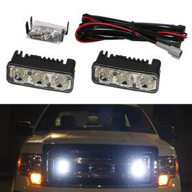 60-008 Ijdmtoy White High Power 3-led Daytime Running Light Kit For Truck Suv 4x4 Behind Grille