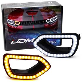 Ijdmtoy 70-784-smoked Air Duct Opening Fit Led Drl Kit For Dodge 2015-23 Charger Srt Scat Pack Daytona