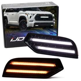 70-818-switchback Ijdmtoy White/amber Switchback Led Fog Bezel Daylight Drl Kit For Toyota 2014-21 Tundra