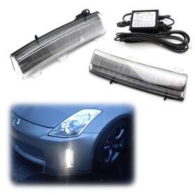 Fs70fs720-clear Ijdmtoy Direct Fit 370z Style White Led Daytime Running Lights For 06-09 Nissan 350z Lci