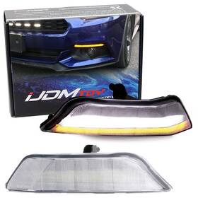 Fs70fs876-cl-switchback Ijdmtoy Clear Turn Signal Replace Led Drl Kit For 15-17 Mustang With Amber Sequential Blink