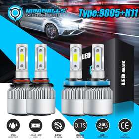 Auto-s2-1001 Ironwalls H11 9005 Led Headlight Bulbs High Low Beam Bright White For Ford F-150 2015-2020