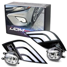 70-951-switchback Jdm-spec Led Fog Lamps With White Amber Drl Bezels For 18-20 Toyota Camry Se