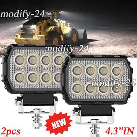 F8202 Mod 2pcs 4.3inch Rectangular Led Work Lights Flood Beam Fit Digger Tractor E9