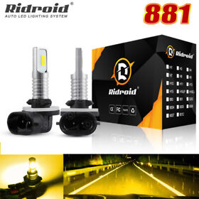 At3-881 Pair 881 Led Fog Light Driving Bulb Drl 3000k Yellow Super Bright 110w 894 889