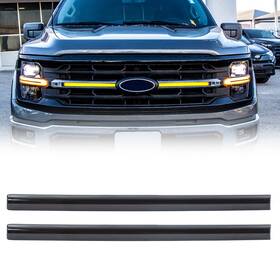 Rh-smedxltled24 Rongher Smoked Amber Grill Led With Drl And Sequential Turn Signal For 2024 Ford F150 Xlt