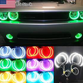 2830 Ry Tech 4pcs Muti-color Led Headlight Halo Ring Angel Eye For 2015-2023 Dodge Challenger