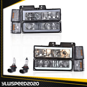V-02hla4515dsm Smoke Led Headlights Bumper Corner Lamps Fit For 1994-1998 Gmc C10 C K 1500-3500