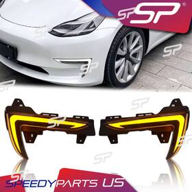 Dr51 Speedyparts Led Drl Daytime Running Fog Lights For 2017-2023 Tesla Model 3 Turn Signal