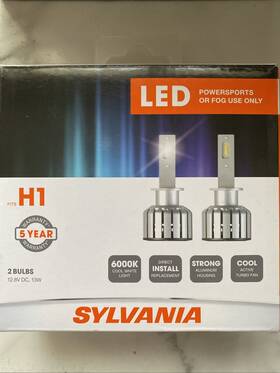 Sylvania 059089346765 H1 Led Power Sports Or Fog Use Only Pair Bulbs H1sl.bx2