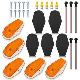 Topgearsltd 710412255461 5pcs Cab Roof Light Marker Amber Covers With Base Housing For Ford F-450 73-97