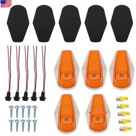 Topgearsltd 710414131459 5pcs Cab Roof Light Marker Amber Covers With Base Housing For Ford F-450 73-97