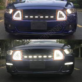 Tt170749 Toptuning White Led Drl Front Grille Hood Daytime Running Light For 2015-2017 Ford Mustang