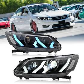 Tt-abc 9th 2013-2015 2x Headlights For Honda Accord 2013 2014 2015 Full Led Drl Sequential Head Lamps
