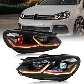 Tt-abc Mk6 2010-2014 Red Demon Full Led Headlights Assembly For Vw Golf 6 Vi Front Lamp