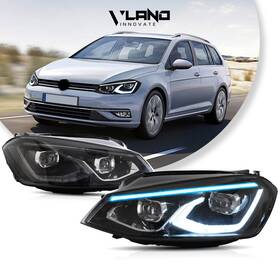 0197d-yh Vland Pair Led Headlights For Golf 7 Vii Mk7 2015-2017 With Animation Bule Drl