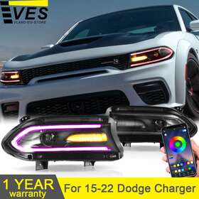 Ves-xchr-2033-2p41a-7c Vland 2 Led Rgb Headlights For 2015-2022 Dodge Charger Color Changeable Drl