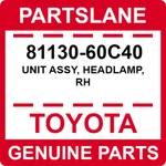 81130-60C40 Toyota Oem Genuine Unit Assy, Headlamp, Rh. Fixed Price $381.54.