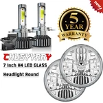 7 Inch H4 Led Glass Headlight Round Original Classic Conversion Kit Chrome Pair. Fixed Price $79.99.