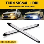 2X 34.5CM Amber White Flexible Dynamic Drl Turn Strip Signal For Headlight. Fixed Price $18.99.
