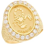 Jackani 10K 14K Yellow Gold Zodiac Scorpio Oval Halo Cz Men's Heavy Ring. Fixed Price $1319.99.
