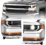 Hid Headlight For 2016 2017 2018 Chevy Silverado 1500 W/ Chrome Bezel Rh&lh Pair. Fixed Price $183.99.