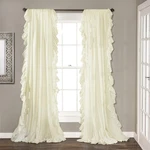 Reyna Ruffle Window Curtain Panel Set, Pair, 54" X 84" L, Ivory - Flowy Cur.... Fixed Price $126.22.