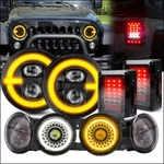 For Jeep Wrangler Jk 7" Led Headlights Tail Halo Fog Turn Lamps Combo Kit. Fixed Price $170.89.