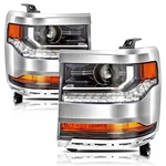 Lh & Rh Headlights Chrome For 2016-2018 Chevy Silverado 1500 Hid/xenon Headlamps. Fixed Price $167.89.